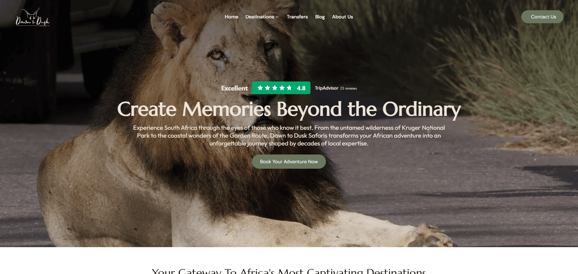 Dawn to Dusk Safaris website