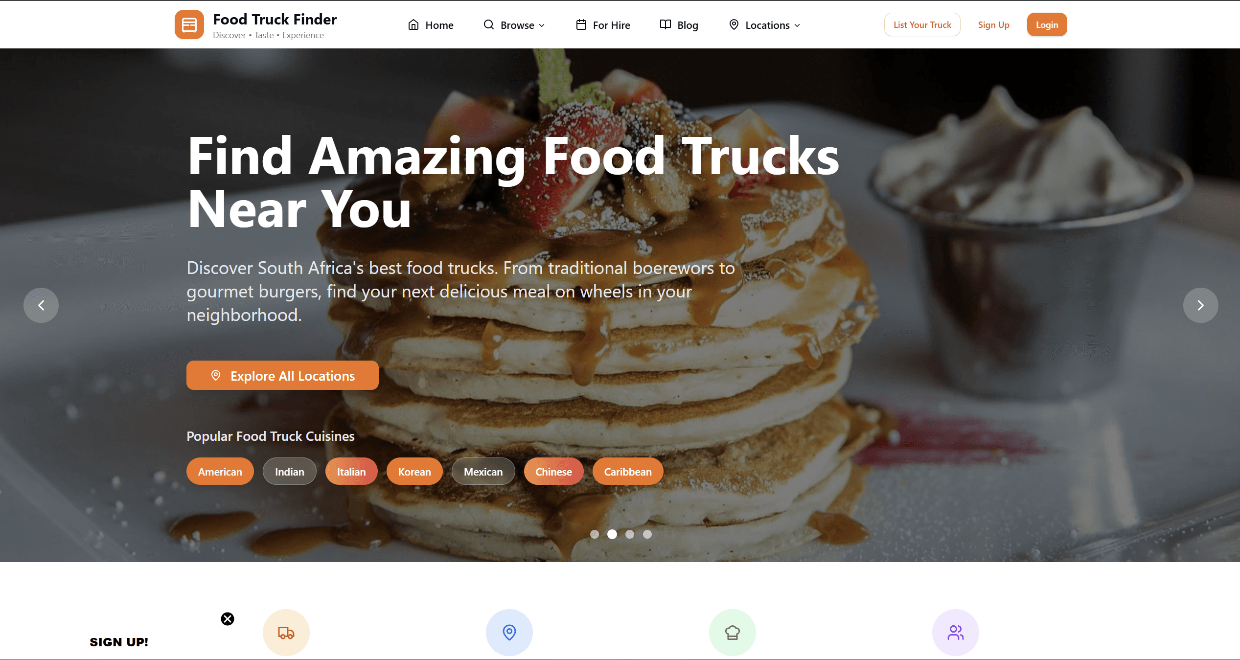 Food Truck Finder website screenshot