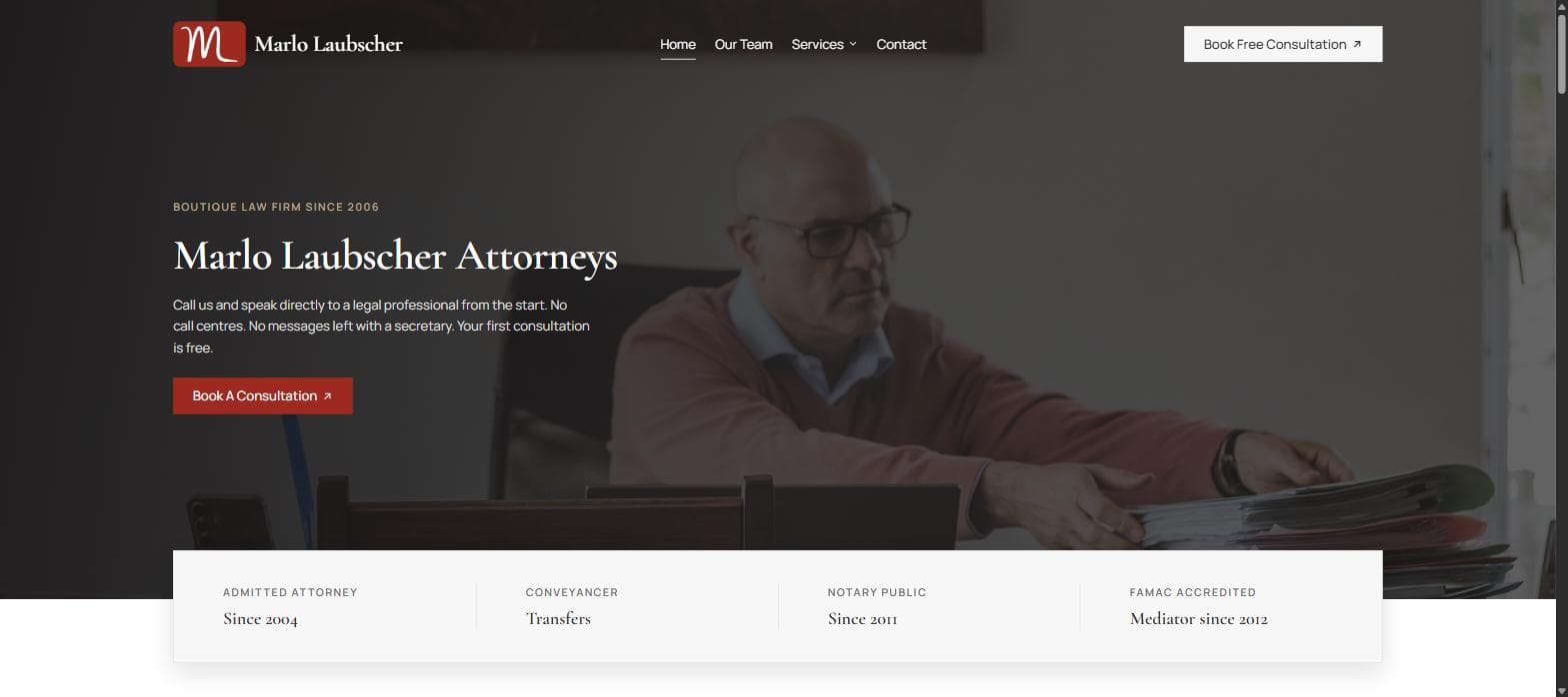 Marlo Laubscher Attorneys website