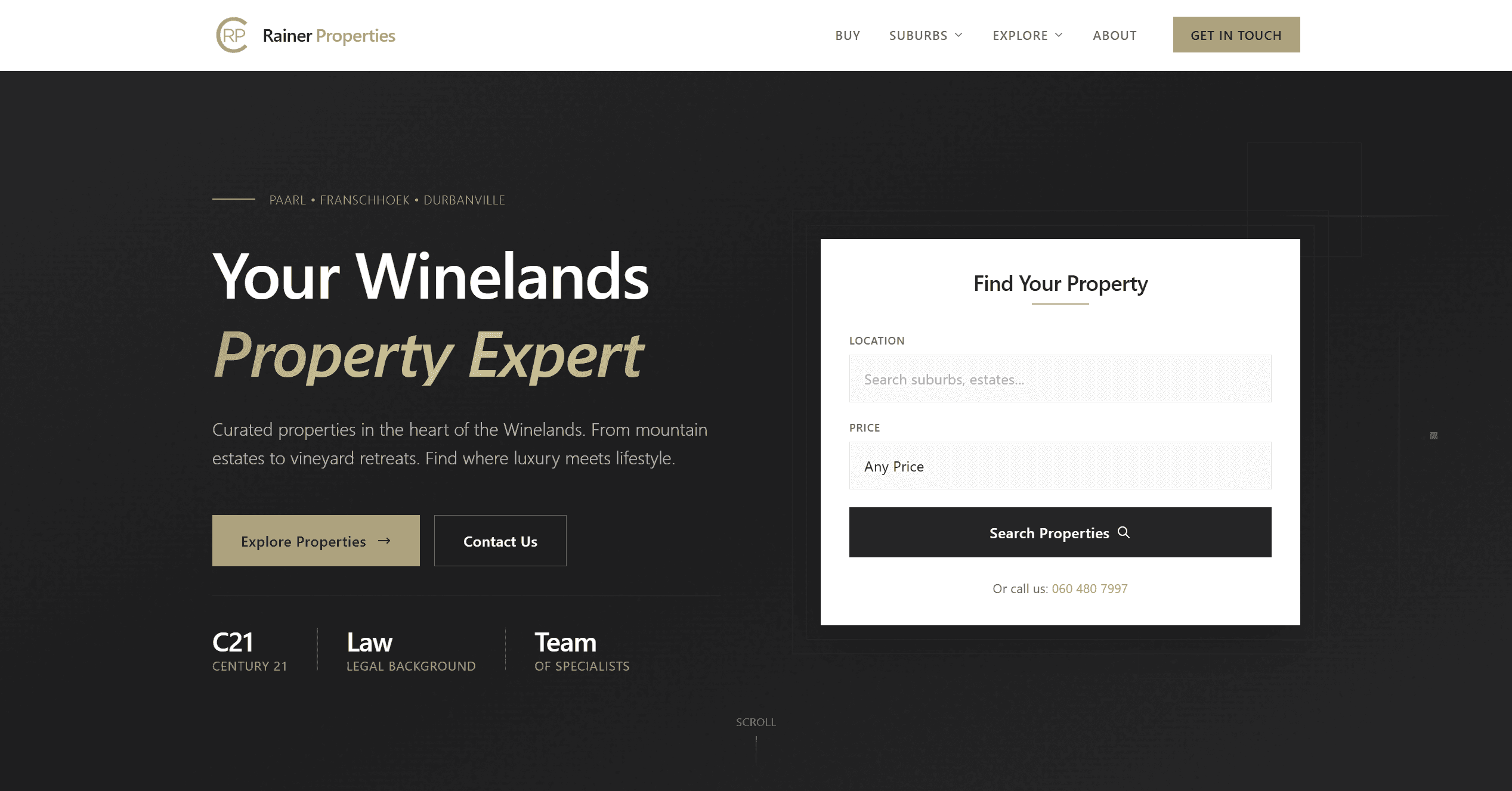 Rainer Properties website screenshot
